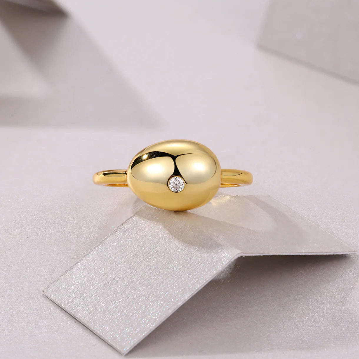 Anneau Solitaire Femme Moissanite Ovale Or 18K Vermeil