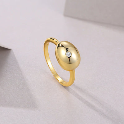Anneau Solitaire Femme Moissanite Ovale Or 18K Vermeil