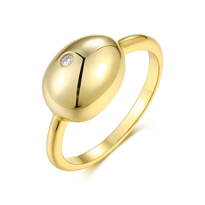 Anneau Solitaire Femme Moissanite Ovale Or 18K Vermeil