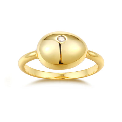 Anneau Solitaire Femme Moissanite Ovale Or 18K Vermeil