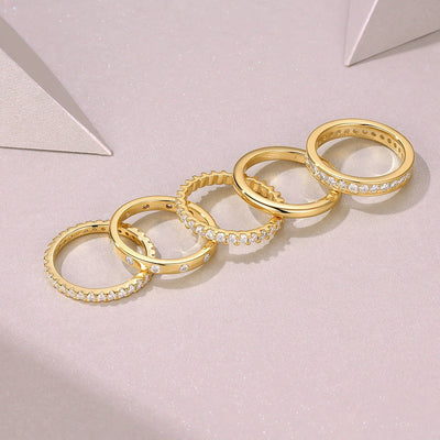 Bagues Empilables en Or Vermeil 18K, et Moissanite