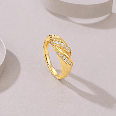 Bague en Or Vermeil 18K, et du Moissanite Torsadée Croisée