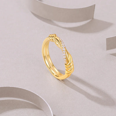 Bague Pavée en Or Vermeil 18K, et du Moissanite Torsadée