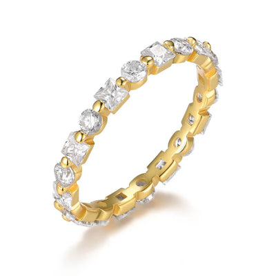 Bague Éternité Moissanite D/VVS1 Argent Sterling & Or 18K
