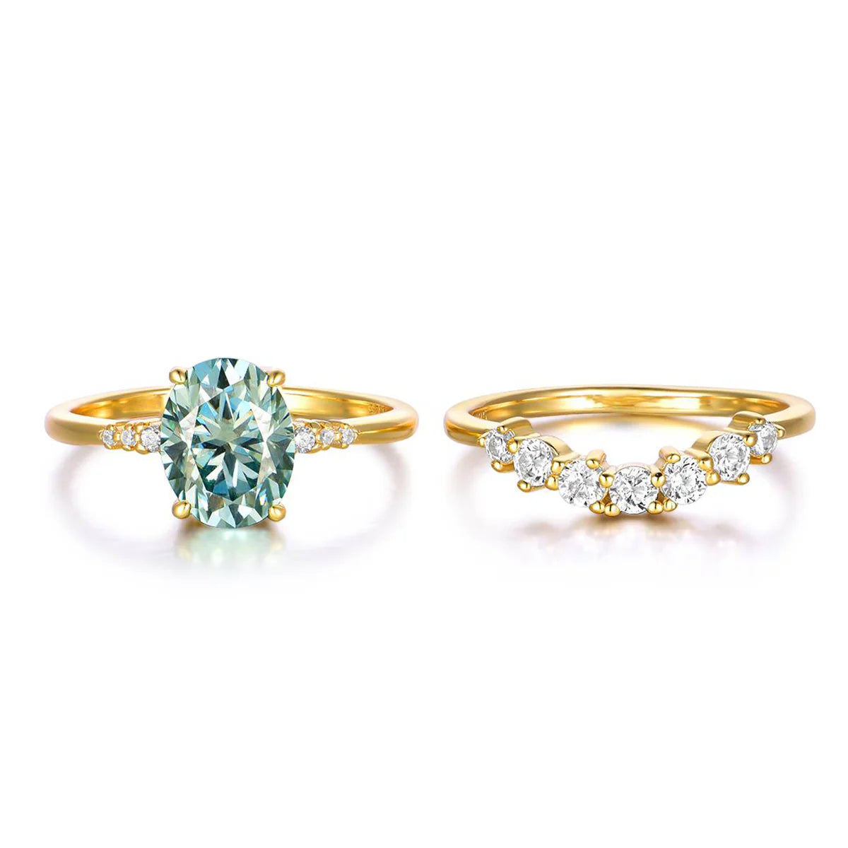 Sterling Silver Oval Moissanite Ring Gold Vermeil 18K