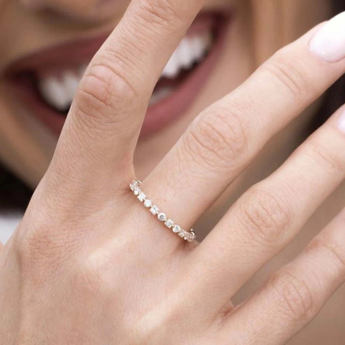 Bague Éternité Moissanite D/VVS1 Argent Sterling & Or 18K