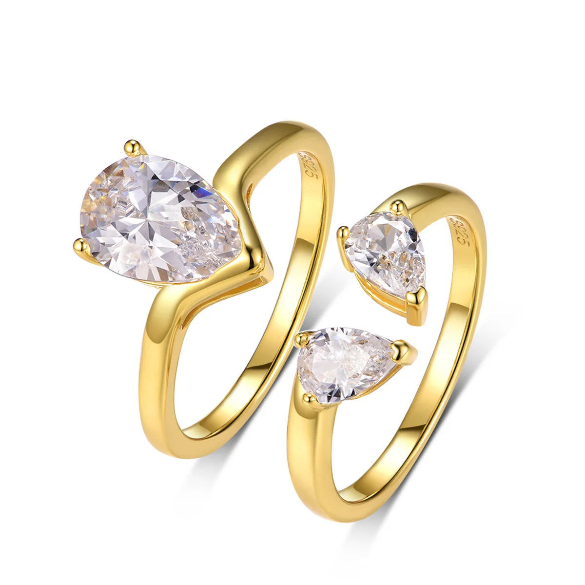 Pear Moissanite Toi et Moi Ring Vermeil Gold on Sterling Silver