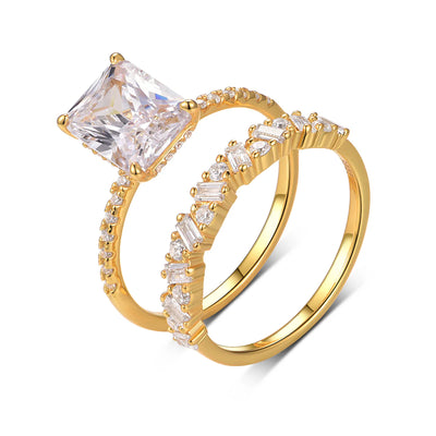 Bague en Or Vermeil 18K avec Moissanite taille Émeraude