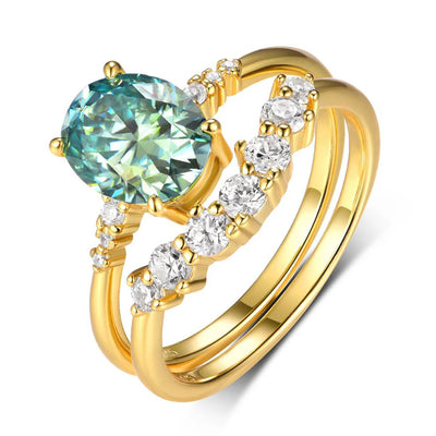 Sterling Silver Oval Moissanite Ring Gold Vermeil 18K