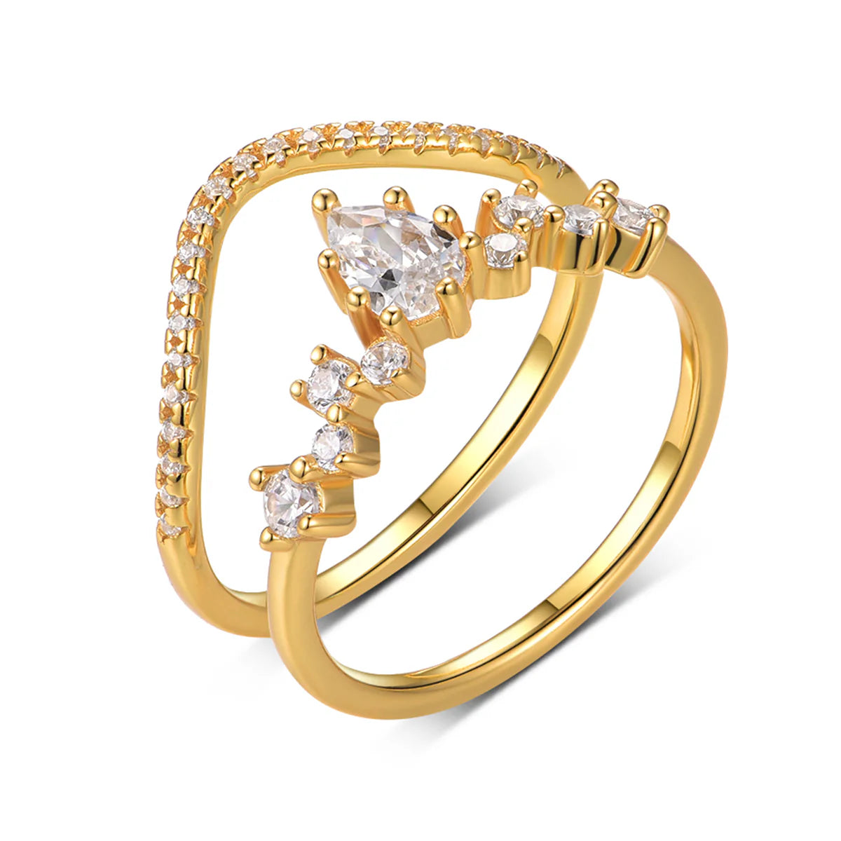 Bague Moissanite Poire Or 18K Vermeil sur Argent