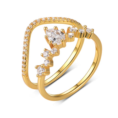 Bague Moissanite Poire Or 18K Vermeil sur Argent