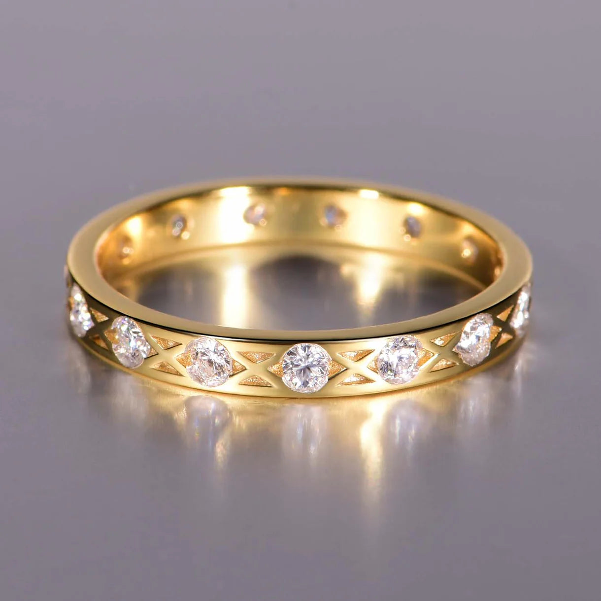 Moissanite 0.42ct Geometric Ring Vermeil 18K on Silver