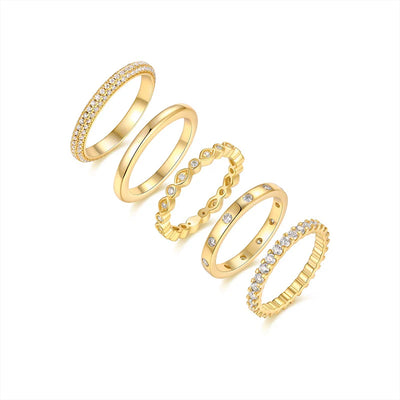 Bagues Empilables en Or Vermeil 18K, et Moissanite