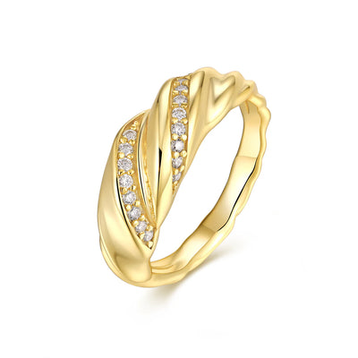 Bague en Or Vermeil 18K, et du Moissanite Torsadée Croisée