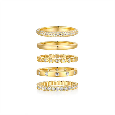 Bagues Empilables en Or Vermeil 18K, et Moissanite