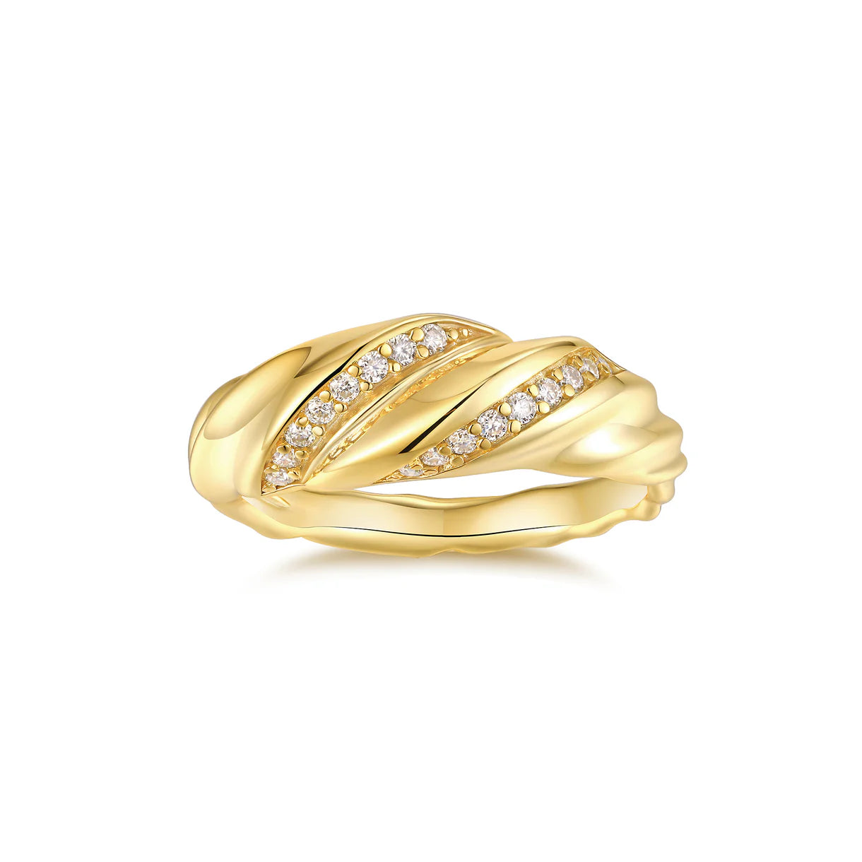 Bague en Or Vermeil 18K, et du Moissanite Torsadée Croisée