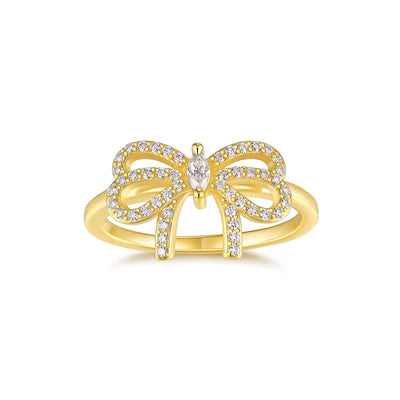 Bague Pavée en forme de Nœud en Or Vermeil 18K avec Moissanite