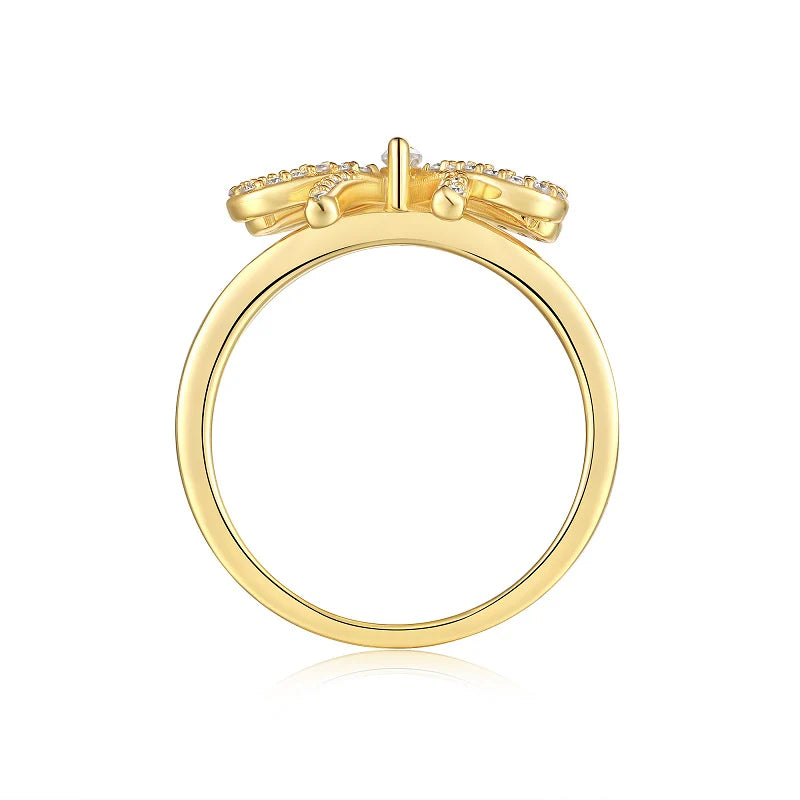 Bague Pavée en forme de Nœud en Or Vermeil 18K avec Moissanite