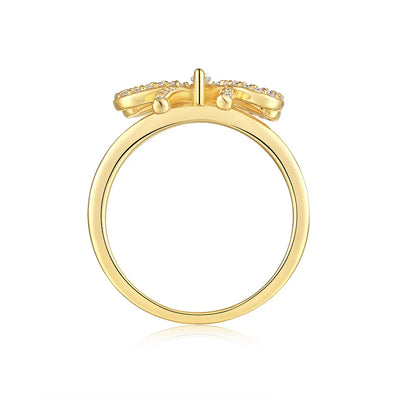 Bague Pavée en forme de Nœud en Or Vermeil 18K avec Moissanite