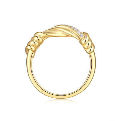 Bague Pavée en Or Vermeil 18K, et du Moissanite Torsadée