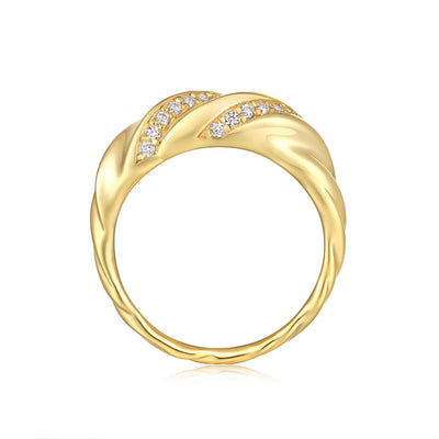 Bague en Or Vermeil 18K, et du Moissanite Torsadée Croisée
