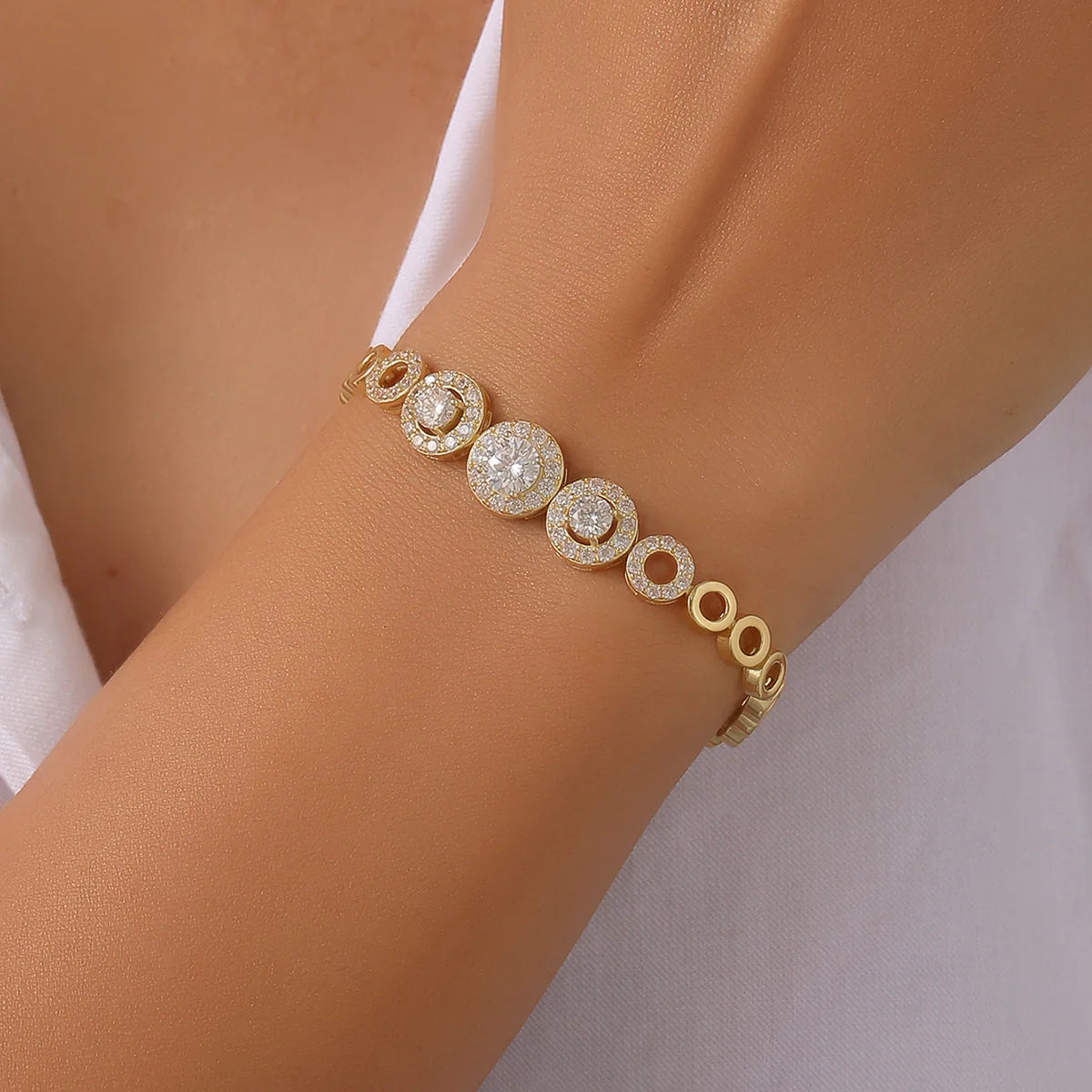 Bracelet Halo 1.6ct Moissanite Centre 0.8ct Argent 925