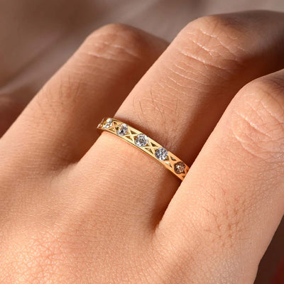 Moissanite 0.42ct Geometric Ring Vermeil 18K on Silver
