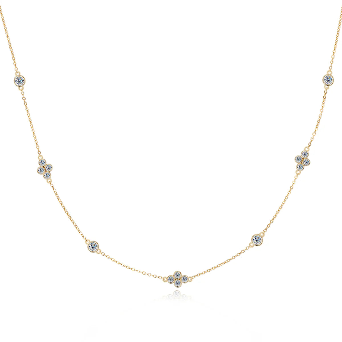 Collier Femme Luxe Clover Moissanite Or Jaune/Blanc 18K