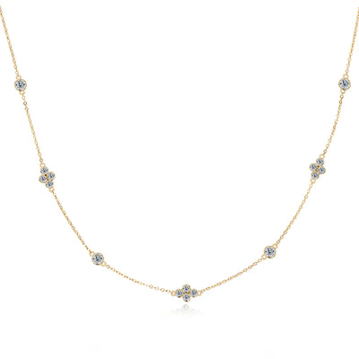 Collier Clover Station en Or Vermeil 18K avec Moissanite