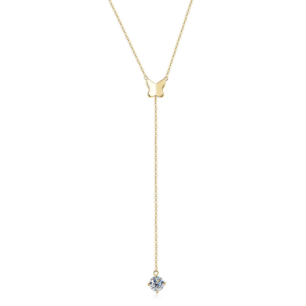 Collier Papillon Moissanite Fin Coulissant 1ct Certifié