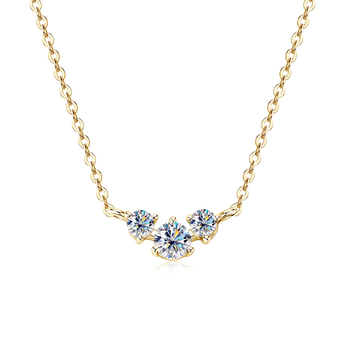 Collier Luxe Trois Pierres Moissanite D/VVS1 Argent Sterling