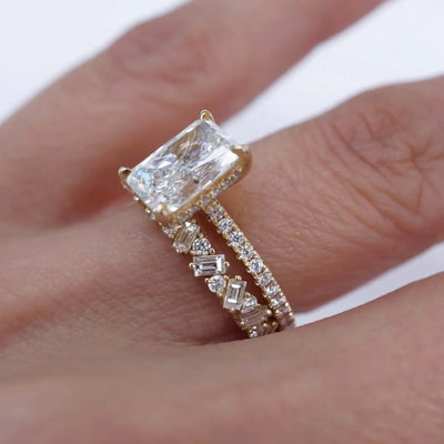 Bague en Or Vermeil 18K avec Moissanite taille Émeraude