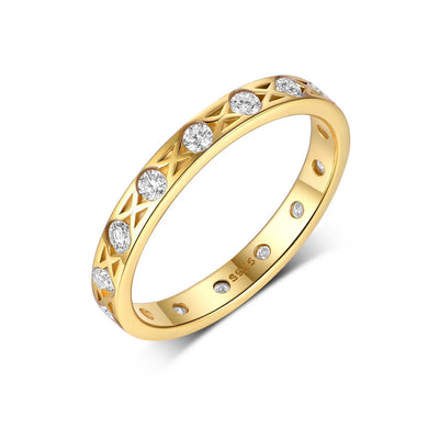 Moissanite 0.42ct Geometric Ring Vermeil 18K on Silver