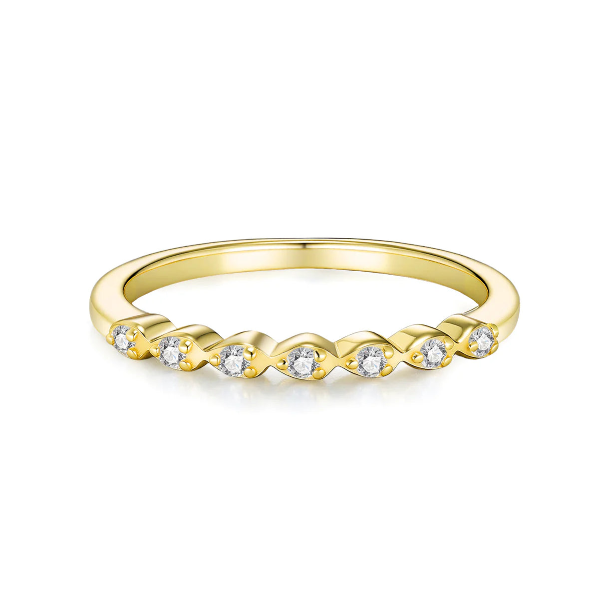 Bague 7 Pierres en Or Vermeil 18K avec Moissanite