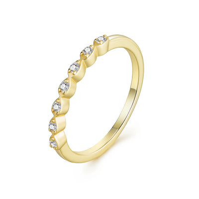 Bague 7 Pierres en Or Vermeil 18K avec Moissanite
