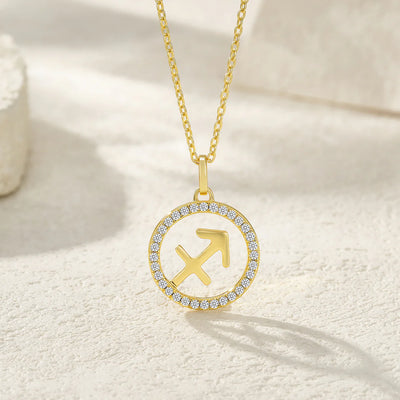 Collier Zodiaque Moissanite Sagittaire Argent 925 Or 18K