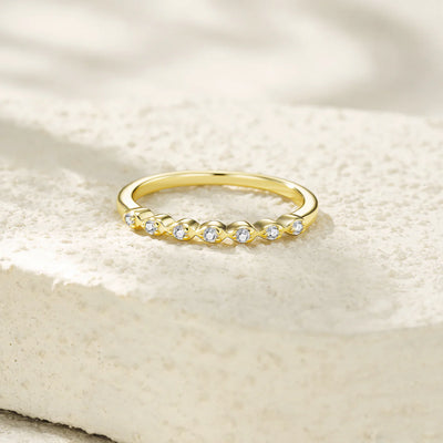 Bague 7 Pierres en Or Vermeil 18K avec Moissanite