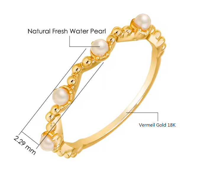 Bague Élégante En Vermeil Or 18K
