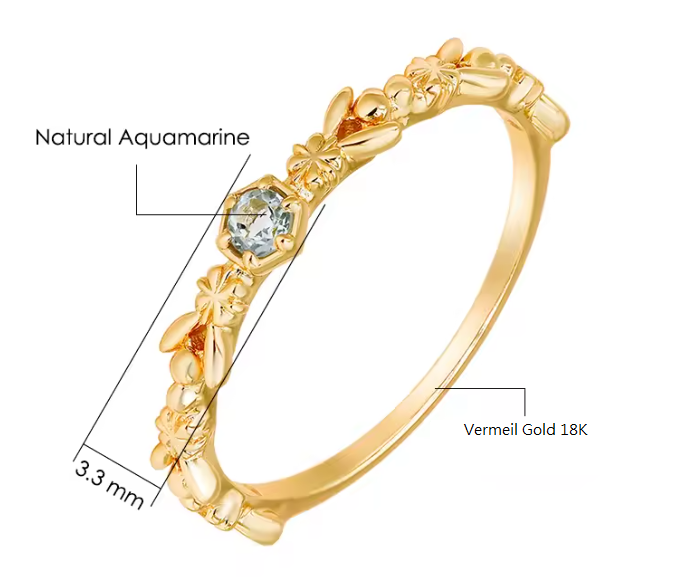 Bague Élégante En Vermeil Or 18K