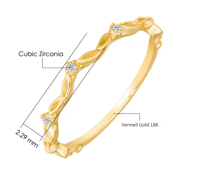 Bague Élégante En Vermeil Or 18K