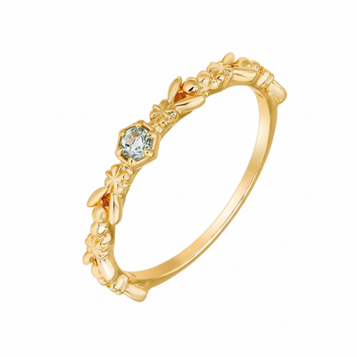 Bague Élégante en Or Vermeil 18K avec Pierre d’Aigue Marine