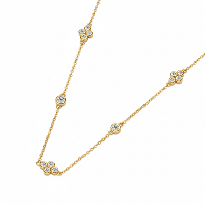 Collier Clover Station en Or Vermeil 18K avec Moissanite