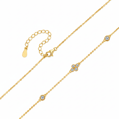 Collier Clover Station en Or Vermeil 18K avec Moissanite
