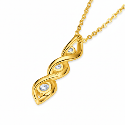 Collier Trois Pierres Hélice en Or Vermeil 18K avec Moissanite