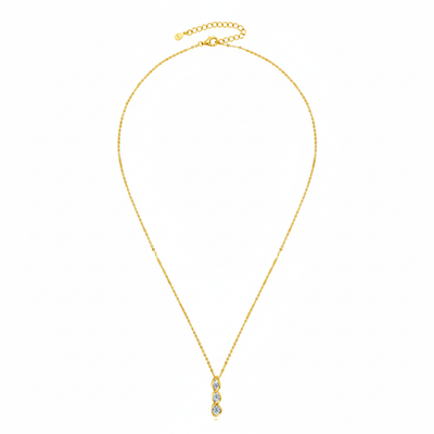 Collier Trois Pierres Hélice en Or Vermeil 18K avec Moissanite