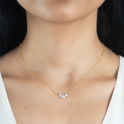 Collier Trois Pierres en Or Vermeil 18K avec Moissanites Rondes