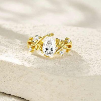 Bague solitaire en Or Vermeil 18K avec Moissanite
