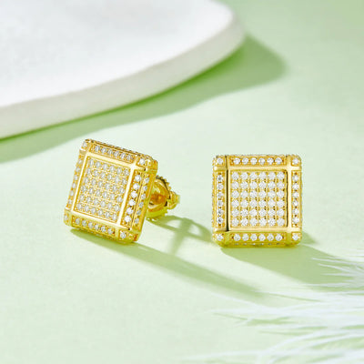 Boucles à Tige Femme Pavé Carré Moissanite D/VVS1 Luxe
