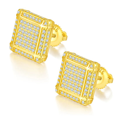 Boucles à Tige Femme Pavé Carré Moissanite D/VVS1 Luxe