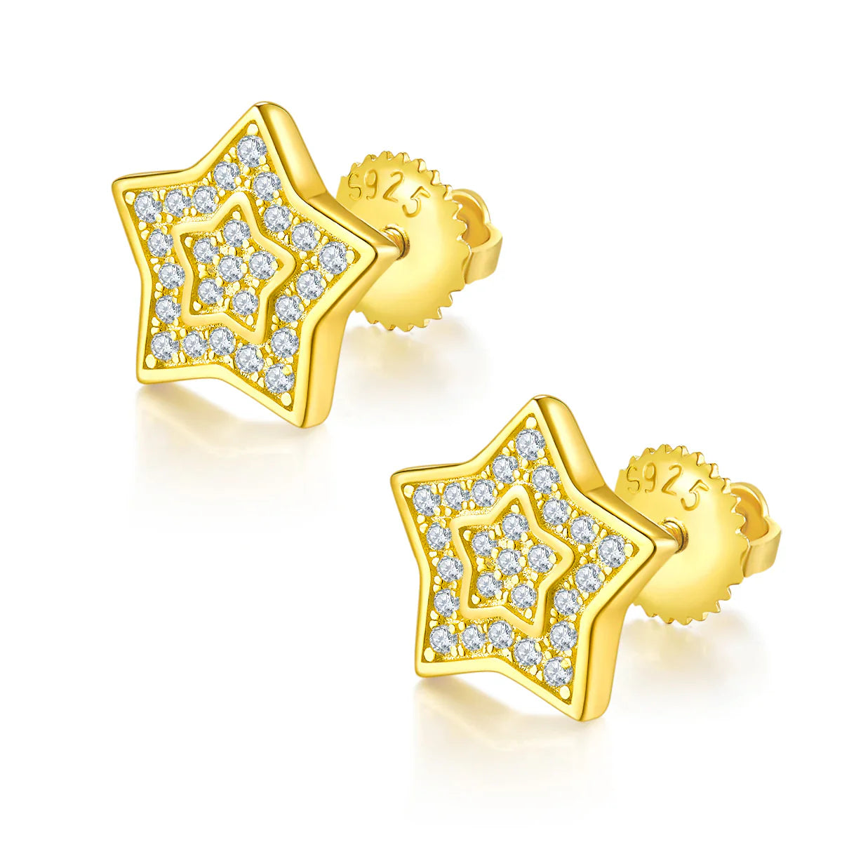 Clous d’Oreilles Étoile Moissanite 0.27ct Or 18K Argent 925